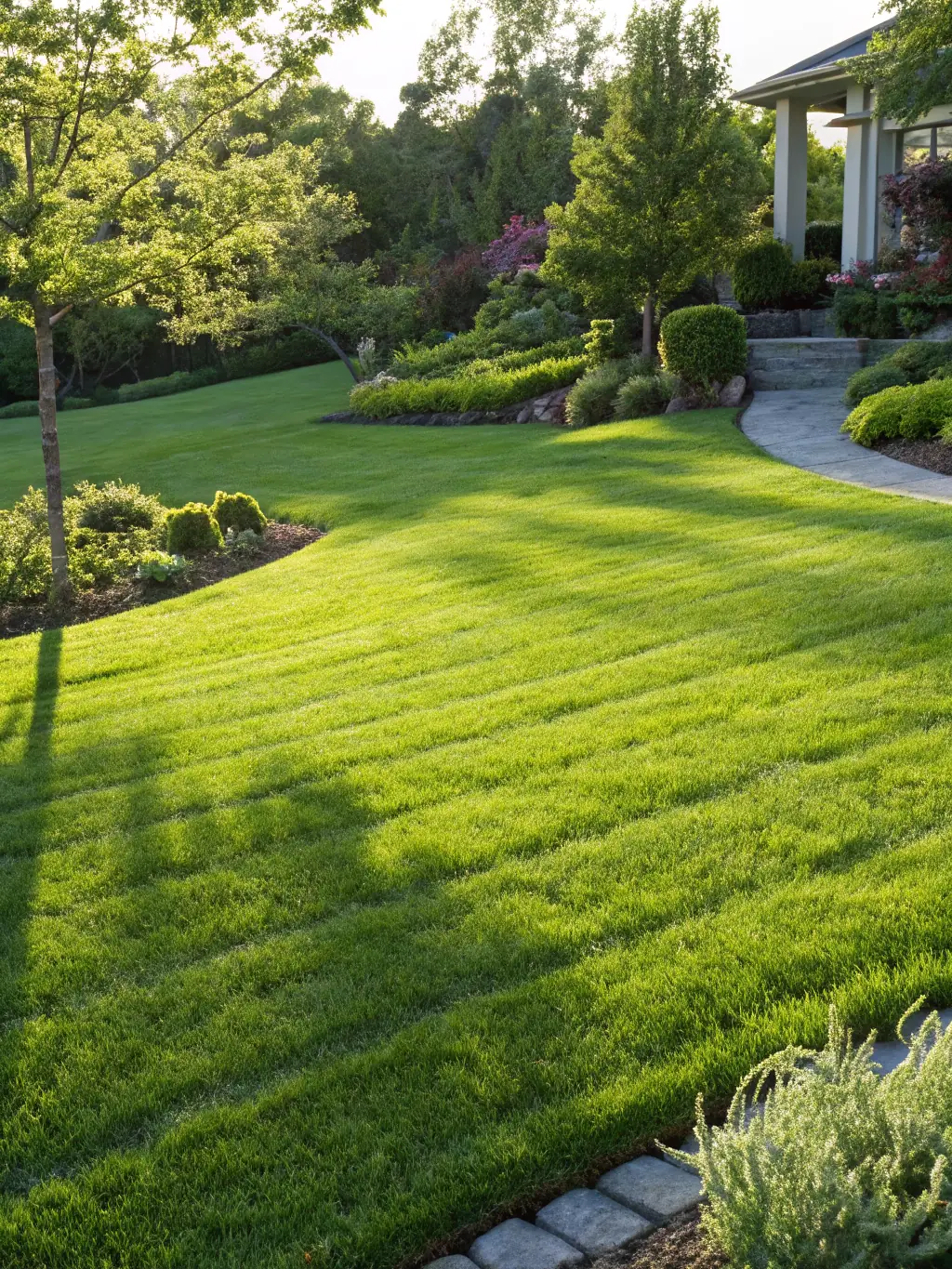 A freshly laid sod lawn with vibrant green grass, demonstrating sod installation services by All Star Landscapes.